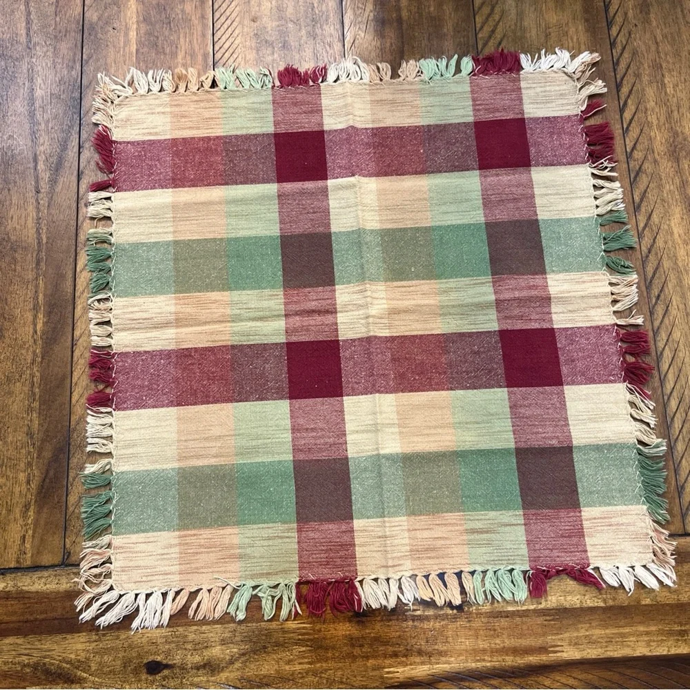 Home Classic 100% Cotton Fall Time Set of 8 Plaid cloth napkins autumn 18”x 18”